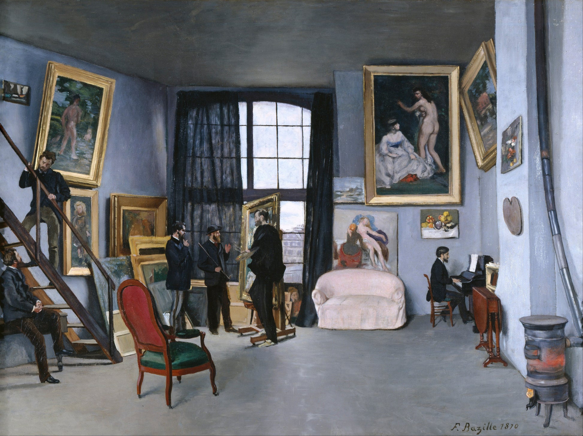 Reproduction du tableau « L'Atelier de la rue de la Condamine - Frédéric Bazille » par Alpha Reproduction en peinture à l’huile
