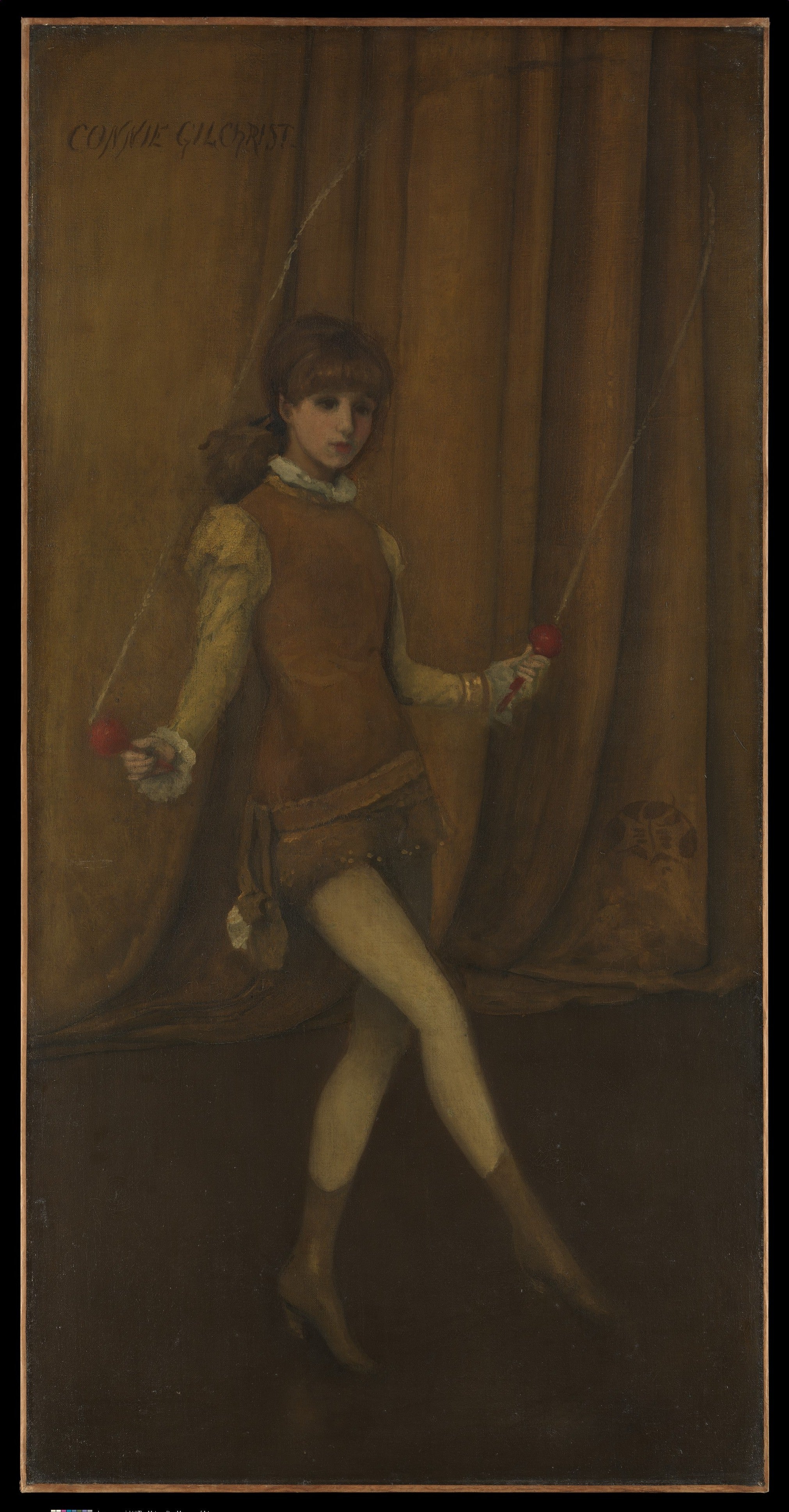 Reproduction du tableau « Harmonie en jaune et or : La fille en or — Connie Gilchrist - James Abbott McNeill Whistler » par Alpha Reproduction en peinture à l’huile