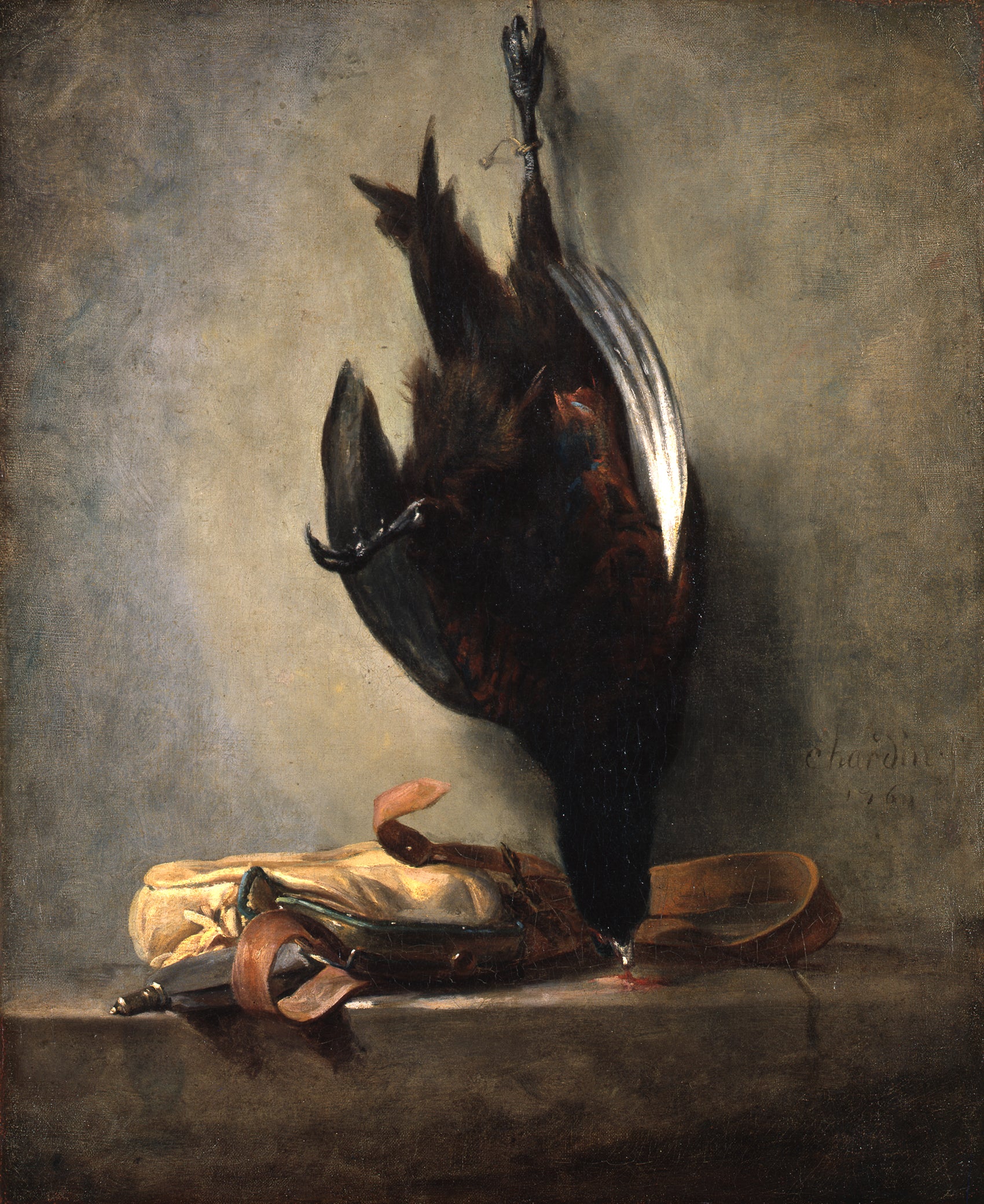 Nature morte avec un faisan mort et un sac de chasse - Jean Siméon Chardin