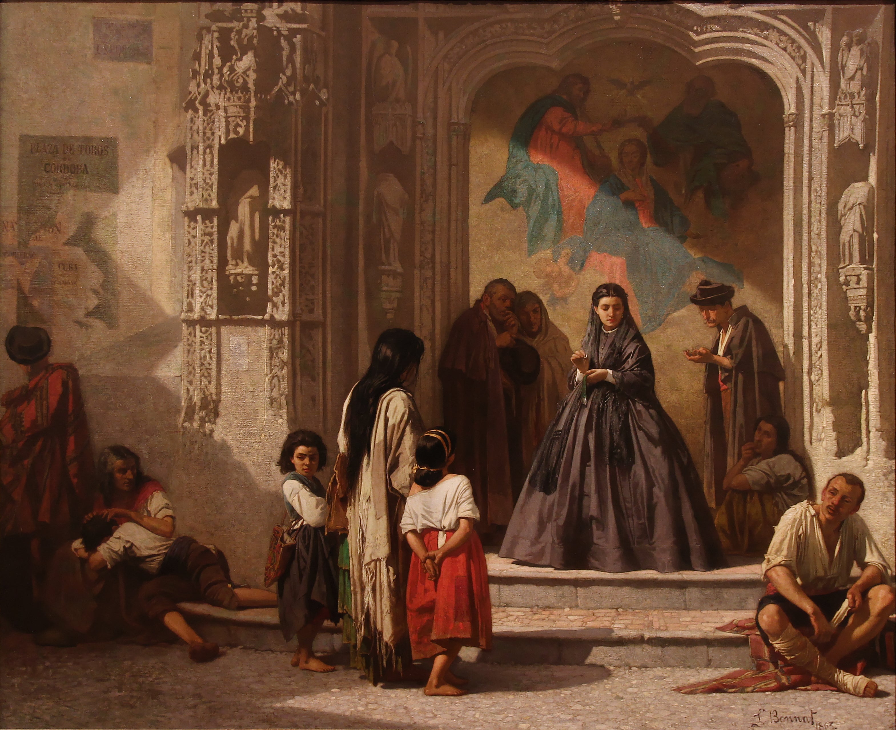 Jeune femme faisant la charité à l'entrée de la chapelle de l'hôpital Saint-Sébastien à Cordoue - Léon Bonnat