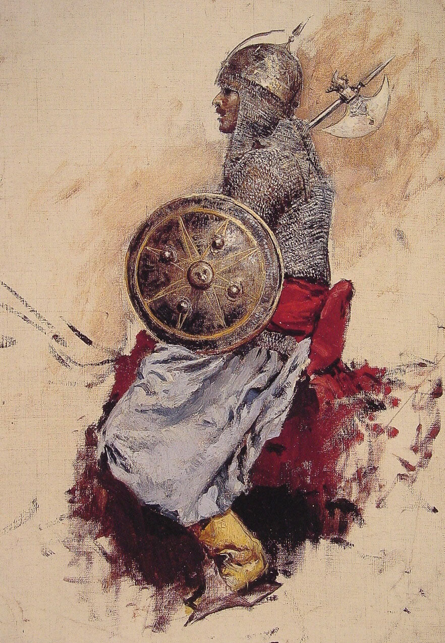 L'Homme en armure (esquisse préparatoire pour Entrée dans la mosquée) - Edwin Lord Weeks
