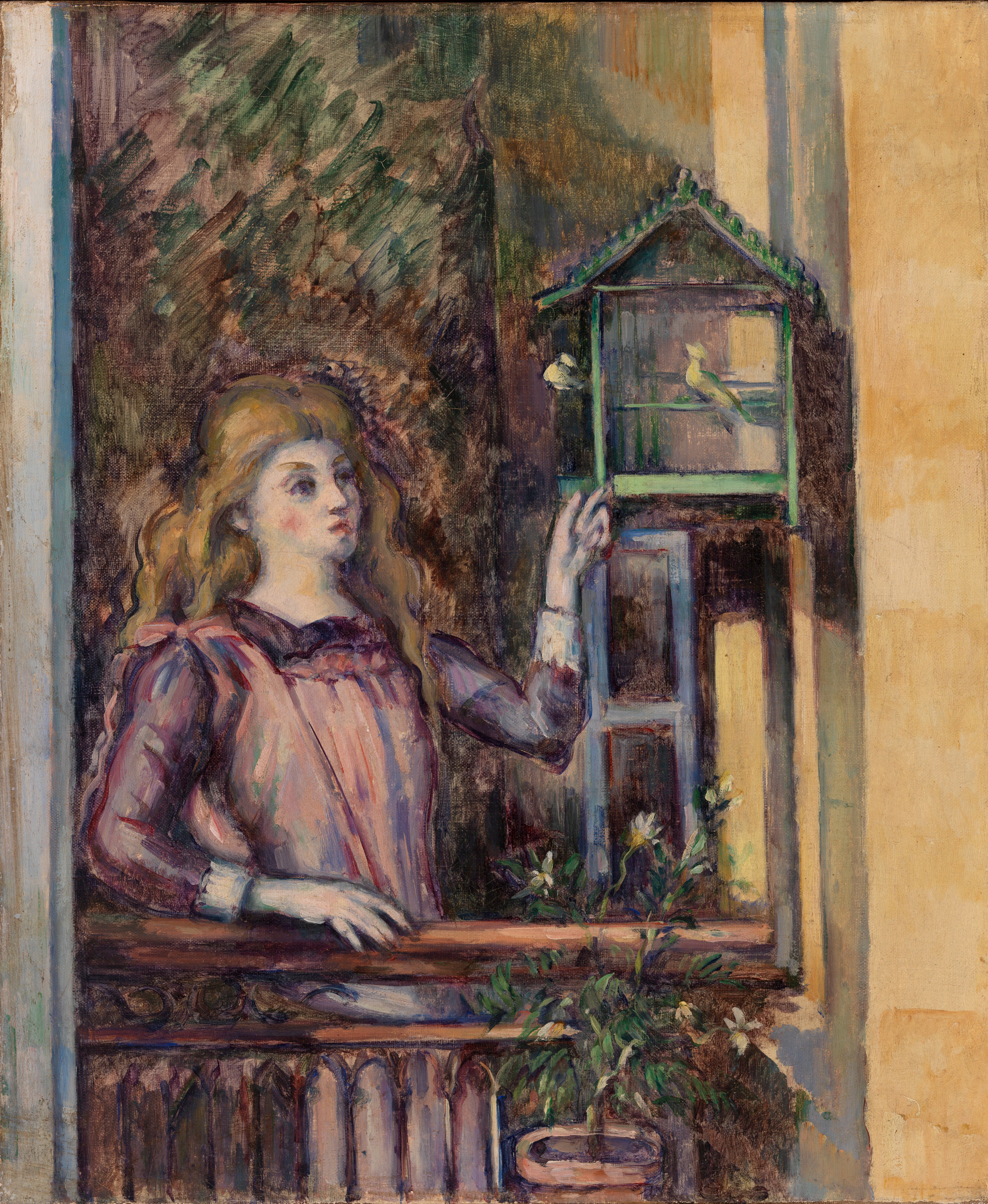 Reproduction du tableau « Jeune fille à la volière - Paul Cézanne » par Alpha Reproduction en peinture à l’huile