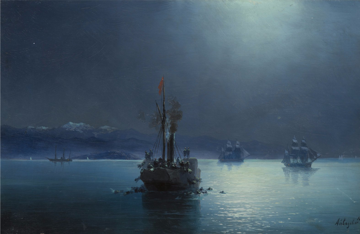 Nuit tranquille : des Arméniens jetés par-dessus bord depuis des navires turcs - Ivan Aïvazovski