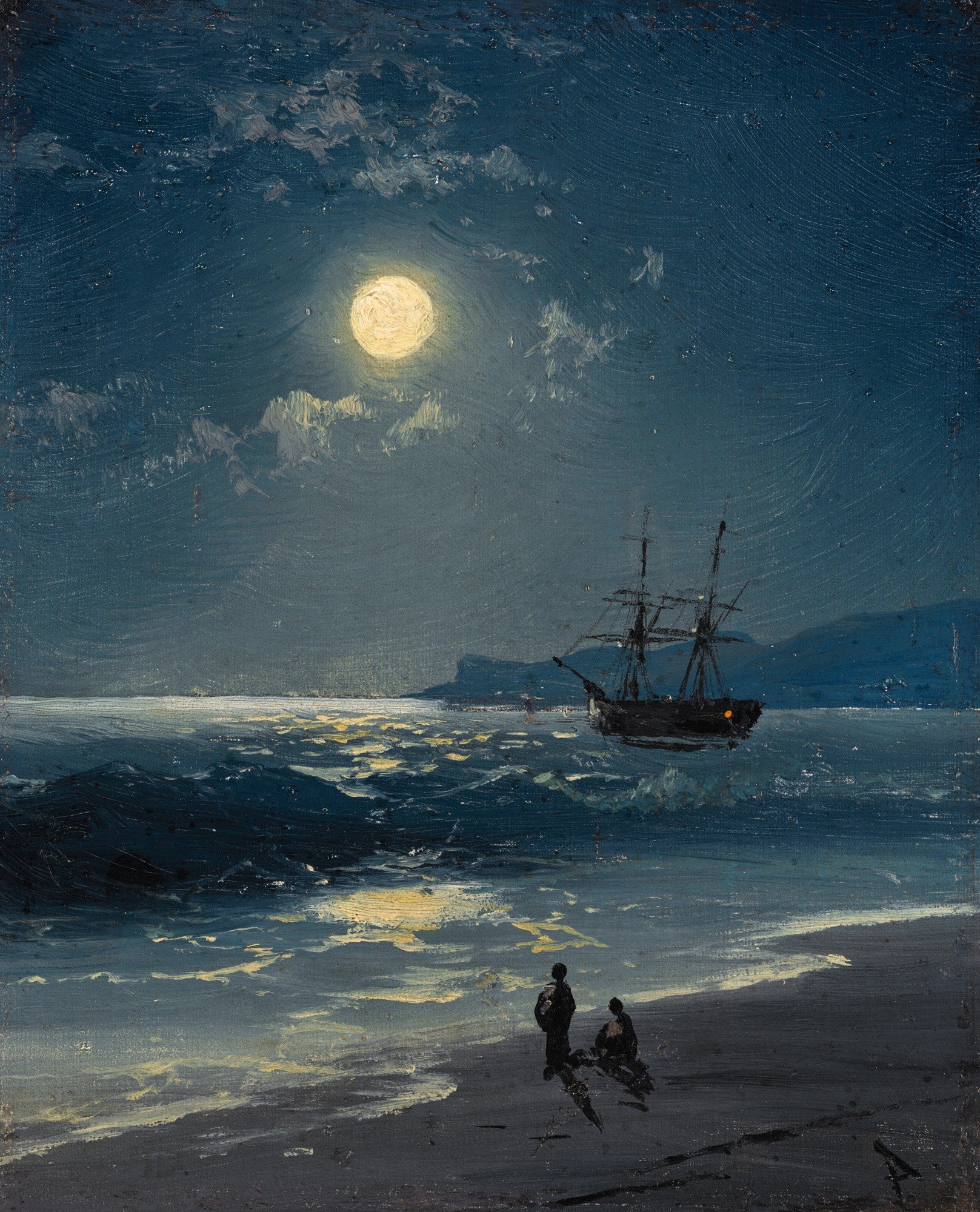 Voilier sur une mer calme au clair de lune - Ivan Aïvazovski