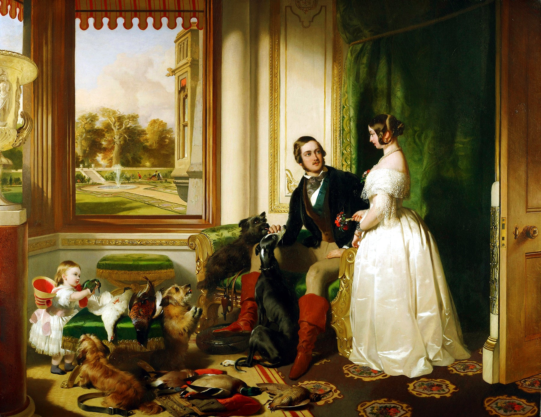 Le château de Windsor à l'époque moderne ; la reine Victoria, le prince Albert et Victoria, princesse royale - Edwin Henry Landseer