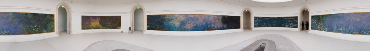 Vue panoramique réelle d’une salle des Nymphéas au musée de l’Orangerie