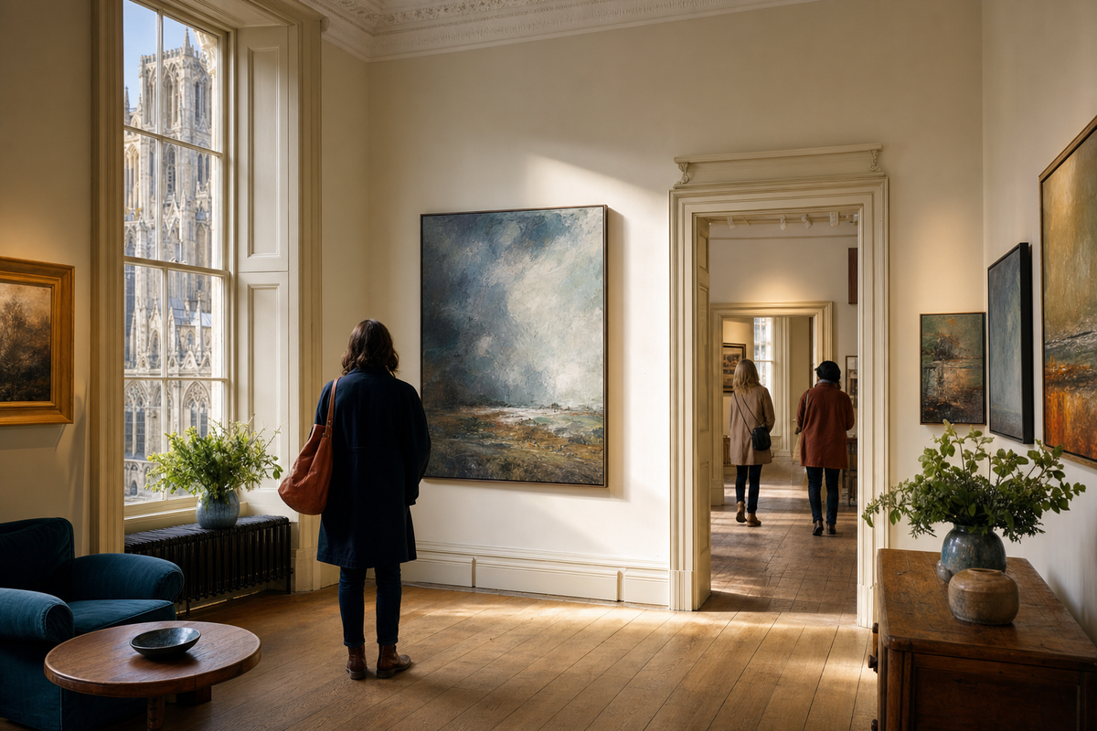 Galeries d’art à York, intérieur historique et vue sur York Minster