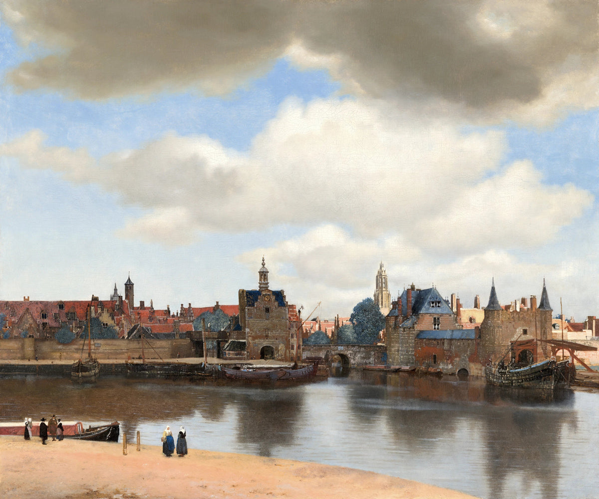 Vue de Delft de Johannes Vermeer sous un vaste ciel nuageux