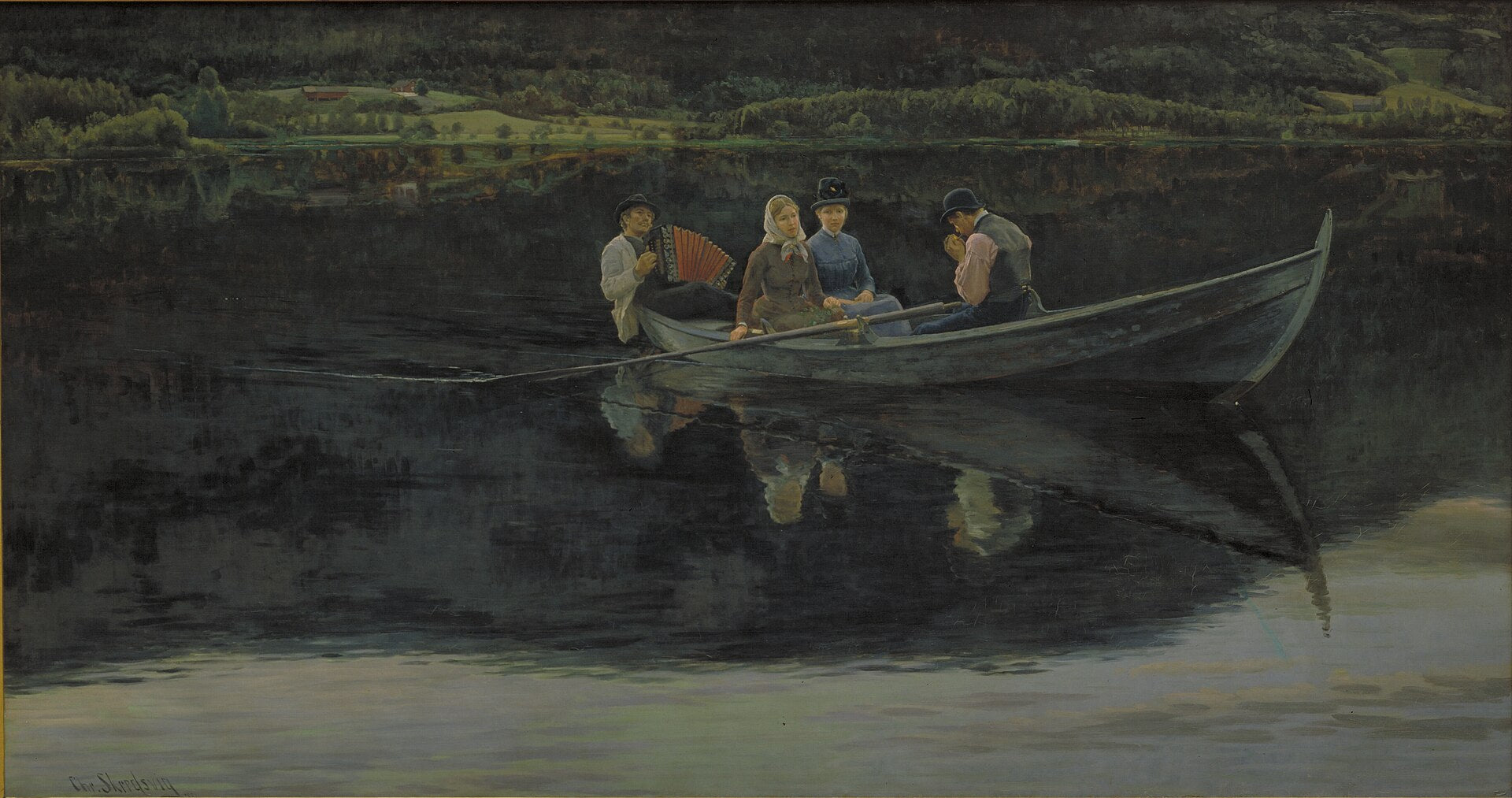 Nuit de la Saint-Jean en Norvège, Christian Skredsvig, 1886, peinture à l’huile
