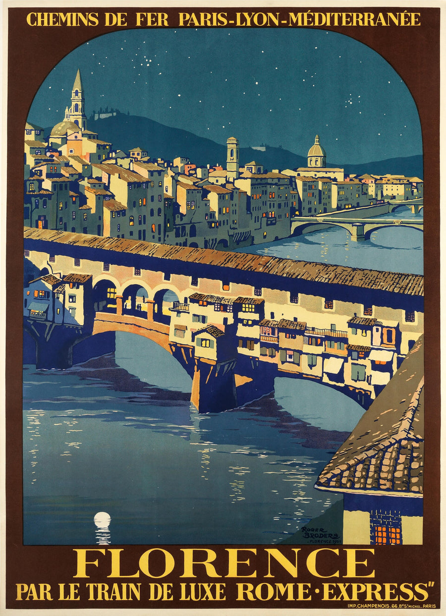 Florence, Roger Broders, 1921 — reproduction peinte à la main