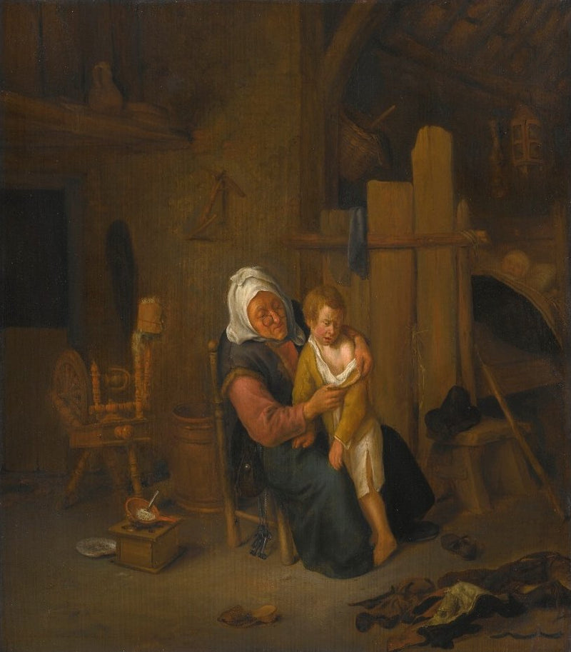 Vieille Femme avec un jeune Garçon, dans un intérieur - Jan Steen
