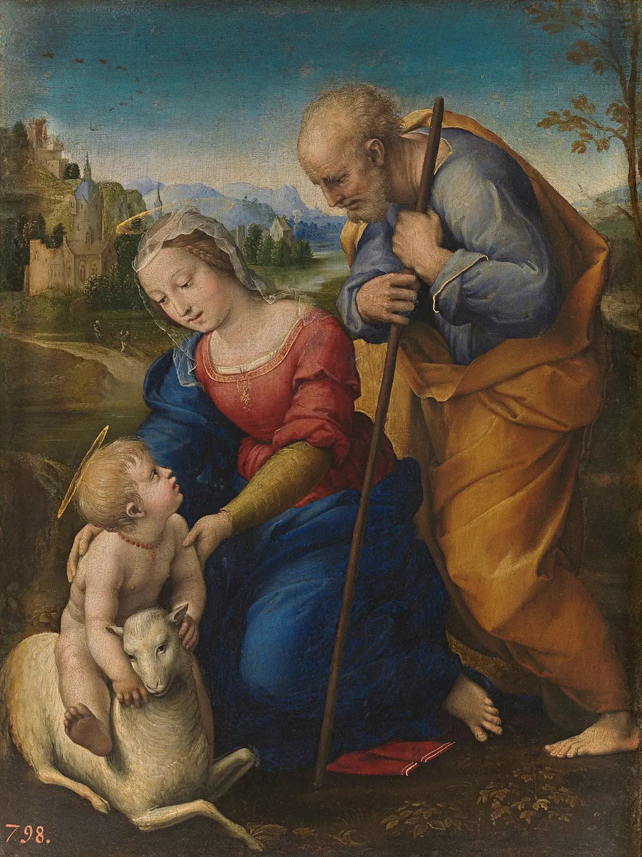 La Sainte Famille à l'agneau - Raphaël Sanzio - Réproduction huile sur toile