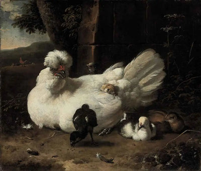Une poule avec des poussins dans un paysage - Melchior de Hondecoeter - Alpha Reproduction