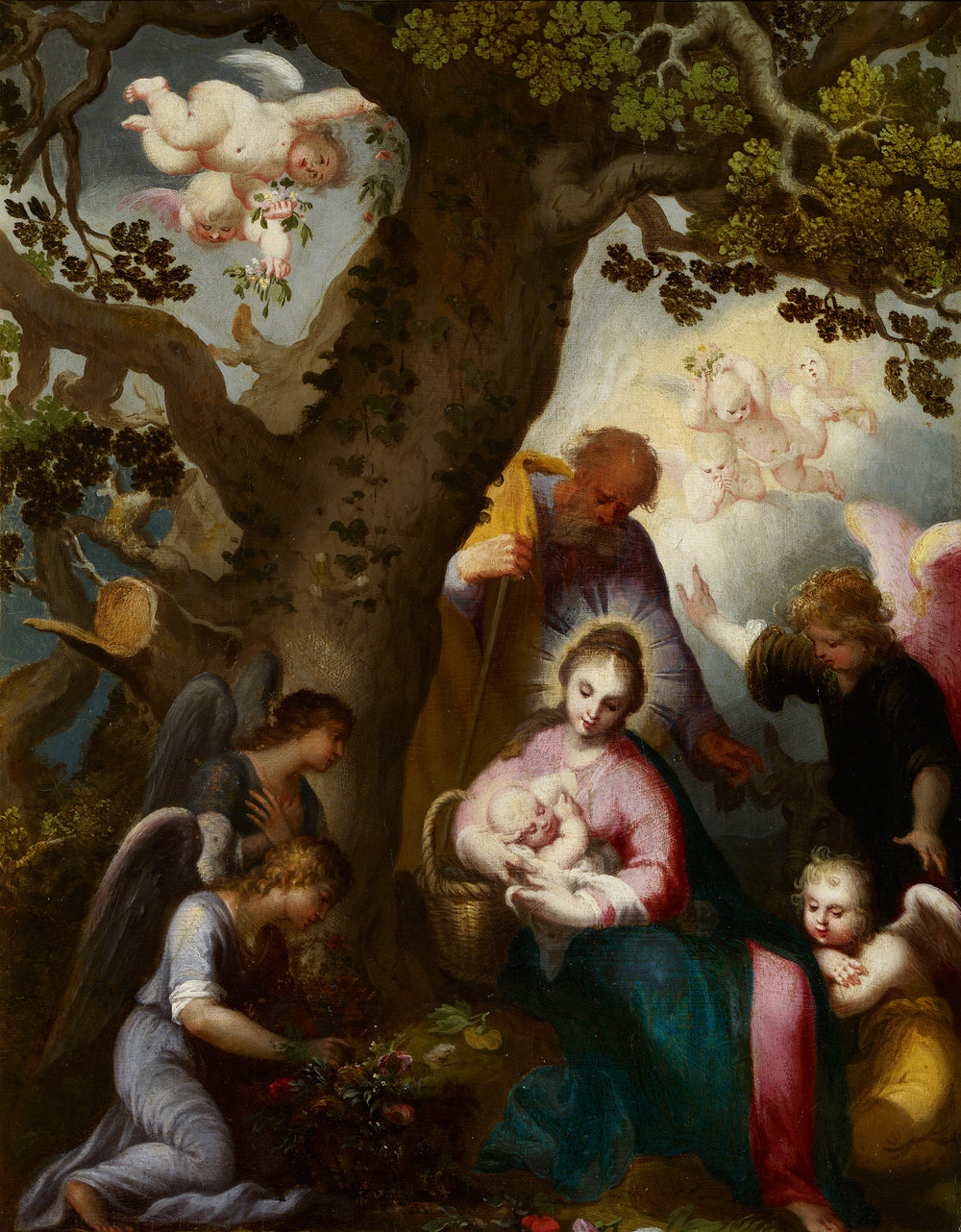 Vol vers l'Égypte. - Abraham Bloemaert image 1 copie peinte à la main à l’huile