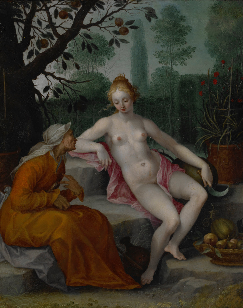 Vertumne et Pomone - Abraham Bloemaert image 1 copie peinte à la main à l’huile