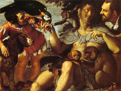 Triple portrait (Arrigo peloso, Pietro matto et Amon nano) ) - Agostino Carracci