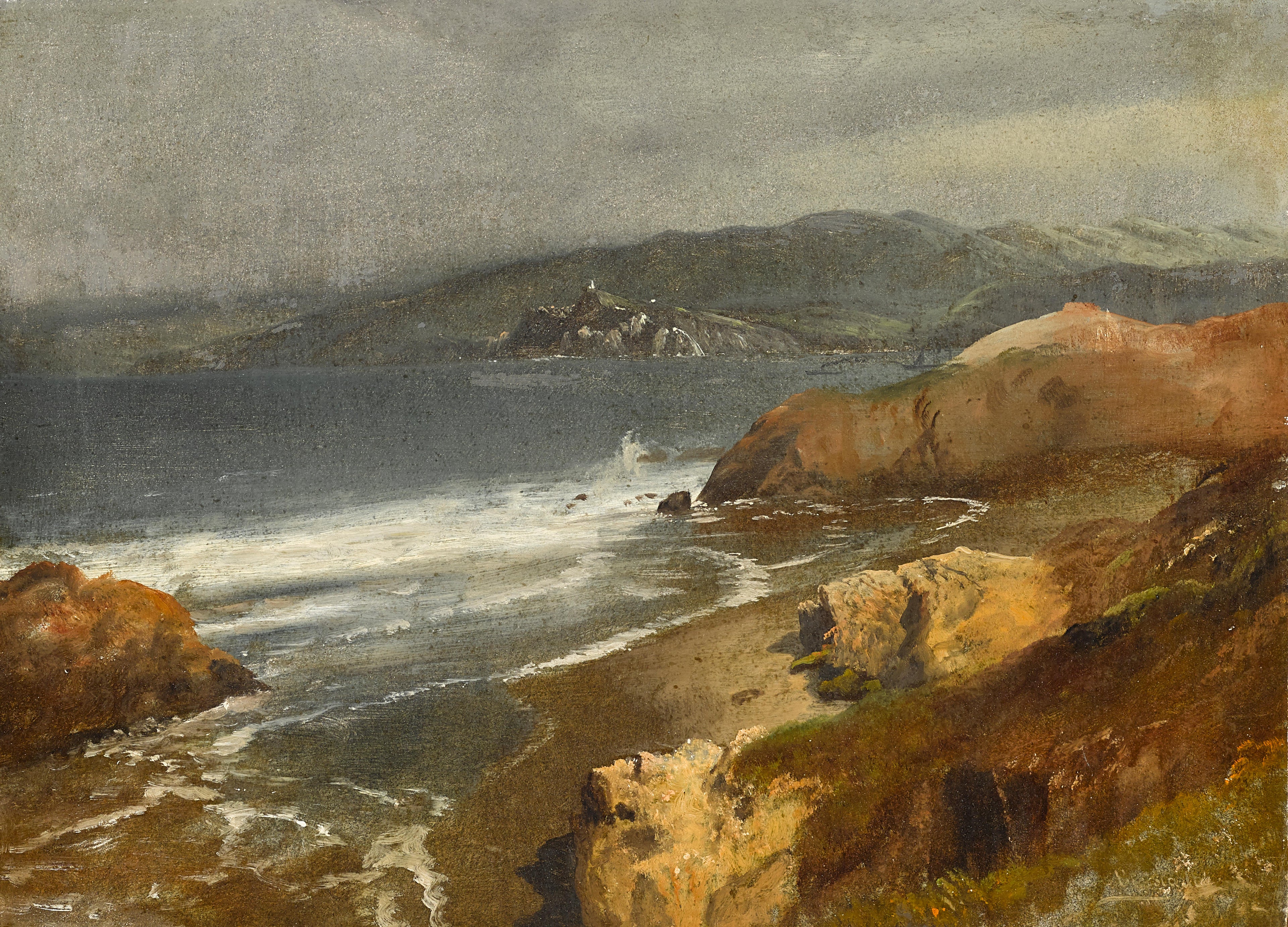 Côte Pacifique, Californie ou vue vers le phare de Point Bonita - Albert Bierstadt