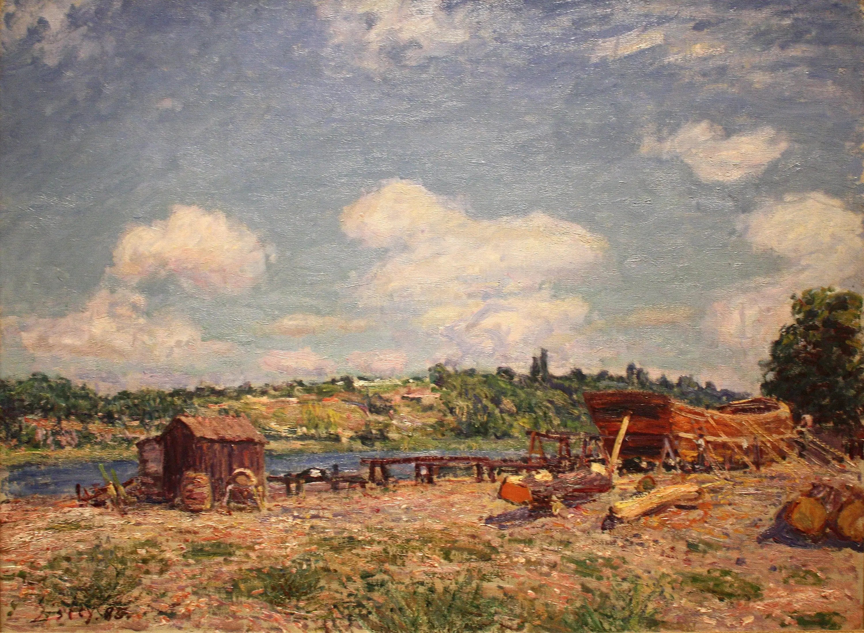 Reproduction du tableau « Chantier naval à Saint-Mammès - Alfred Sisley » par Alpha Reproduction en peinture à l’huile