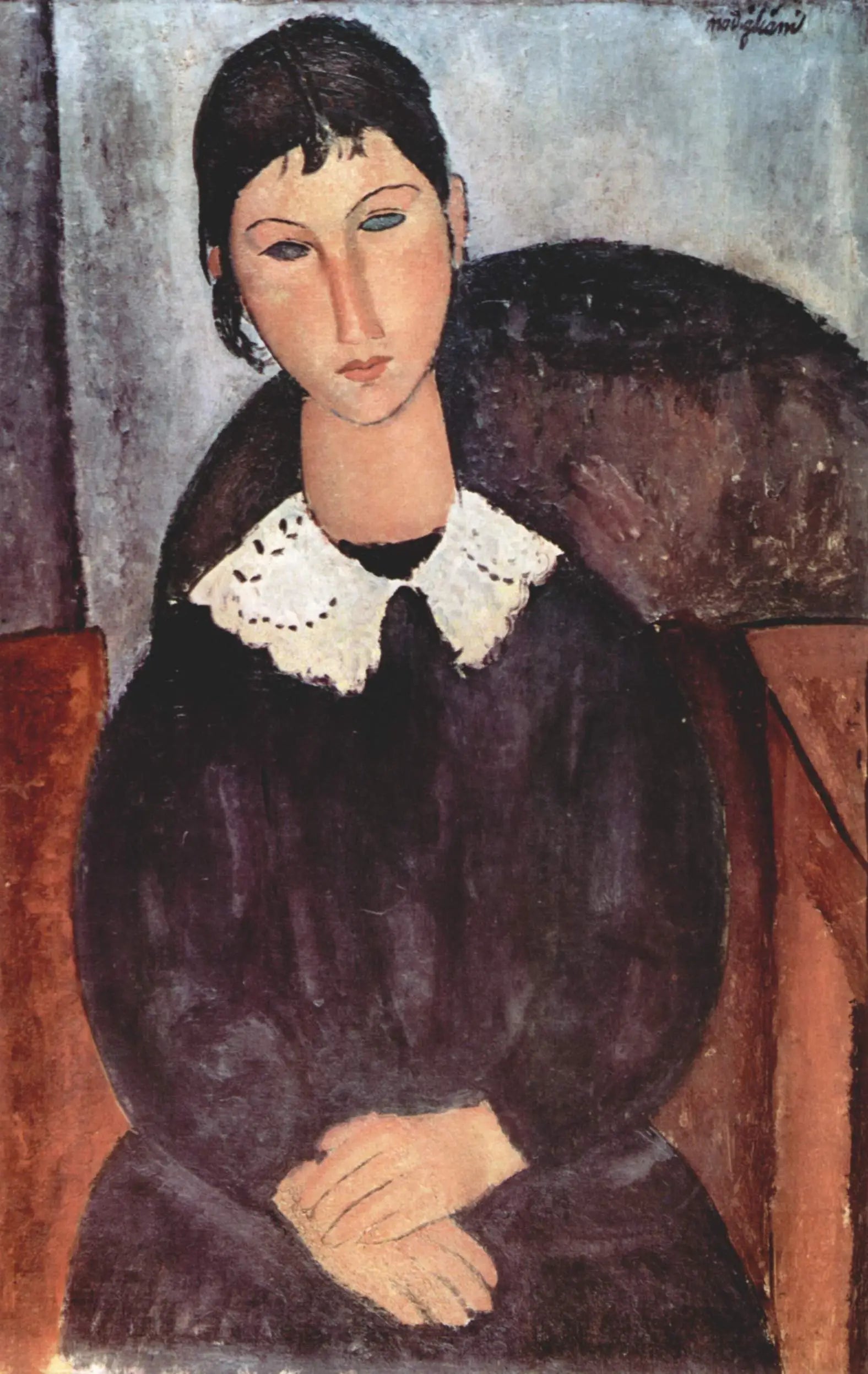 Reproduction du tableau « Elvire au col blanc - Amedeo Modigliani » par Alpha Reproduction en peinture à l’huile