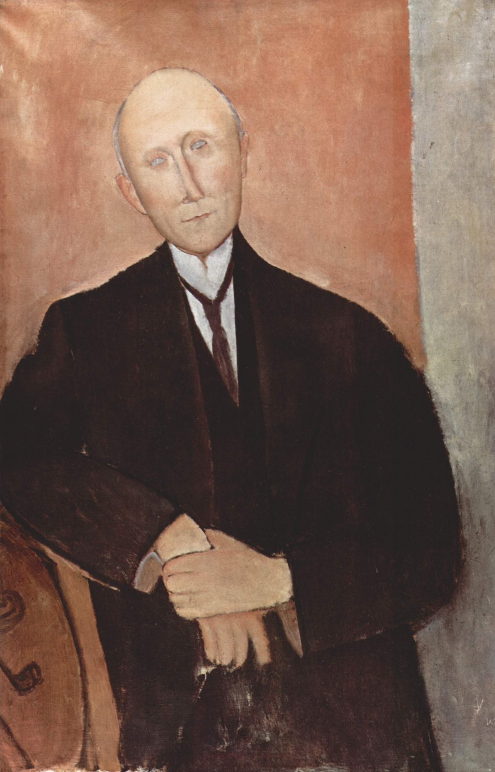 Reproduction du tableau « Homme assis sur fond orange - Amedeo Modigliani » par Alpha Reproduction en peinture à l’huile