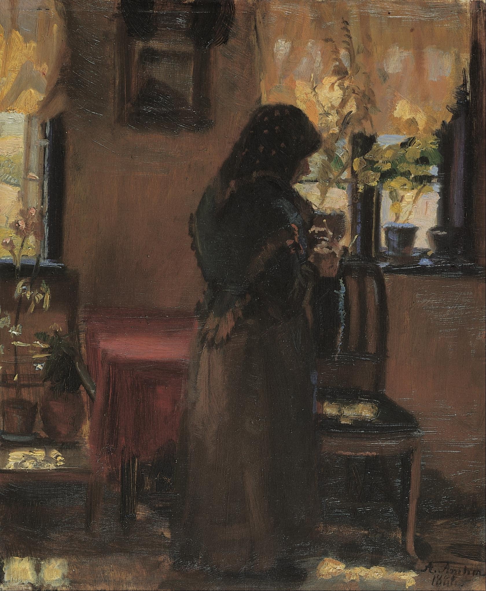 Une vieille dame dans sa chambre. - Anna Ancher - Alpha Reproduction