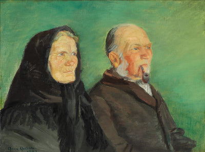 Un couple de Skagen fêtant ses noces d’or sur fond de verdure. - Anna Ancher - Alpha Reproduction