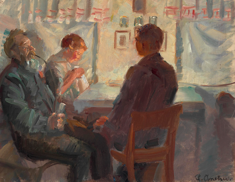 La visite du prétendant. Étudier. - Anna Ancher