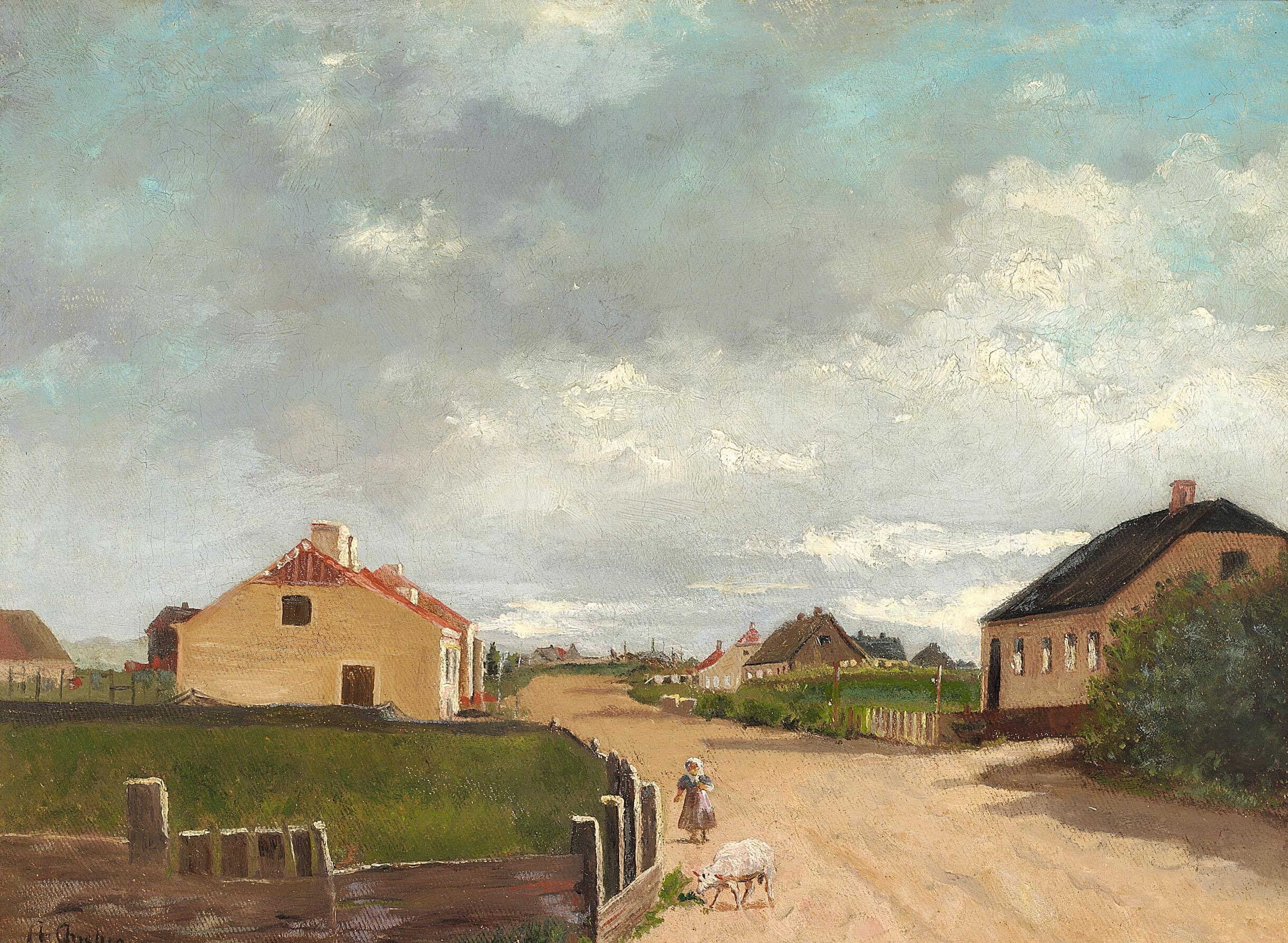 Une fille dans une rue de Skagen. - Anna Ancher - Alpha Reproduction