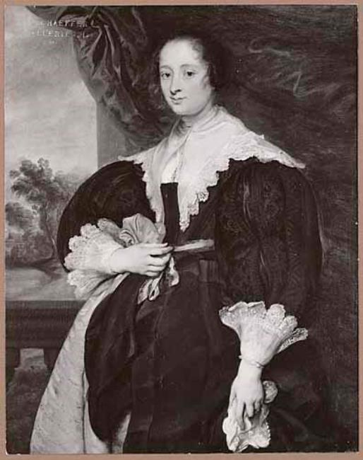Portrait d'une femme, debout devant un paysage - Antoine van Dyck