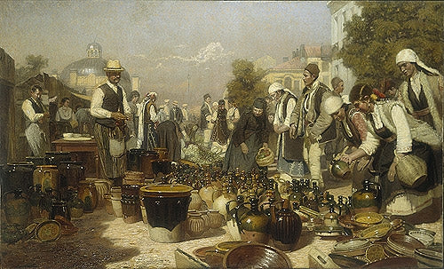Marché aux légumes à Sofia, Anton Mitov, 1917, huile sur toile