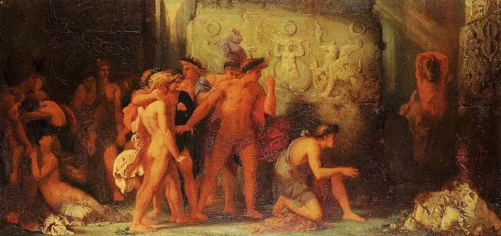 Les Athéniens livrés au Minotaure dans le labyrinthe de Crète - Gustave Moreau - Alpha Reproduction