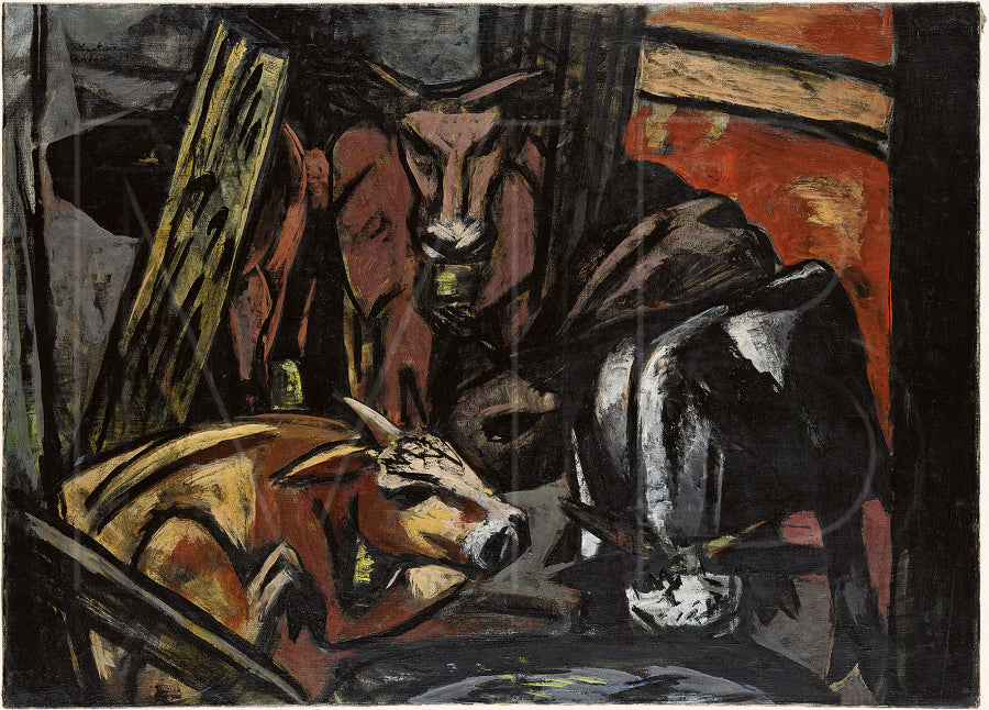 Cow Stall / Cattle in Pen / Cattle in a Barn / Cattle in Stable - Max Beckmann