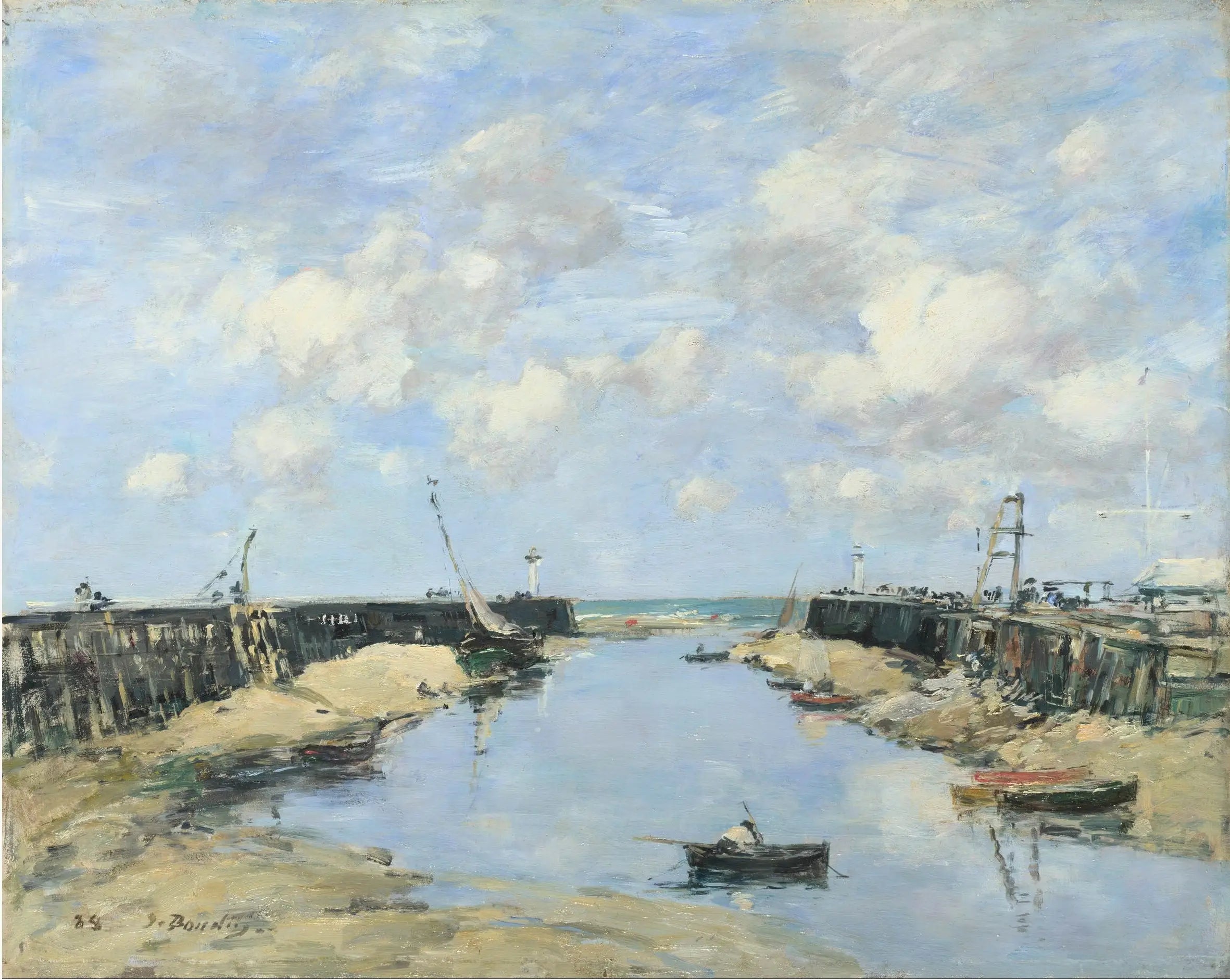 Reproduction du tableau « L'entrée du port de Trouville - Eugène Boudin » par Alpha Reproduction en peinture à l’huile