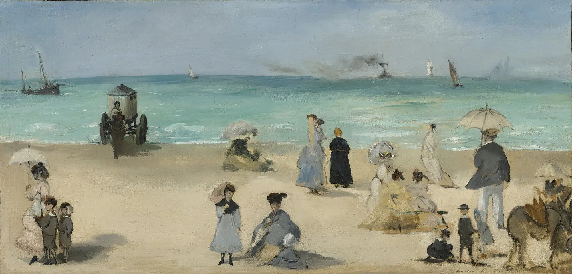 Reproduction du tableau « Sur la plage de Boulogne - Édouard Manet » par Alpha Reproduction en peinture à l’huile