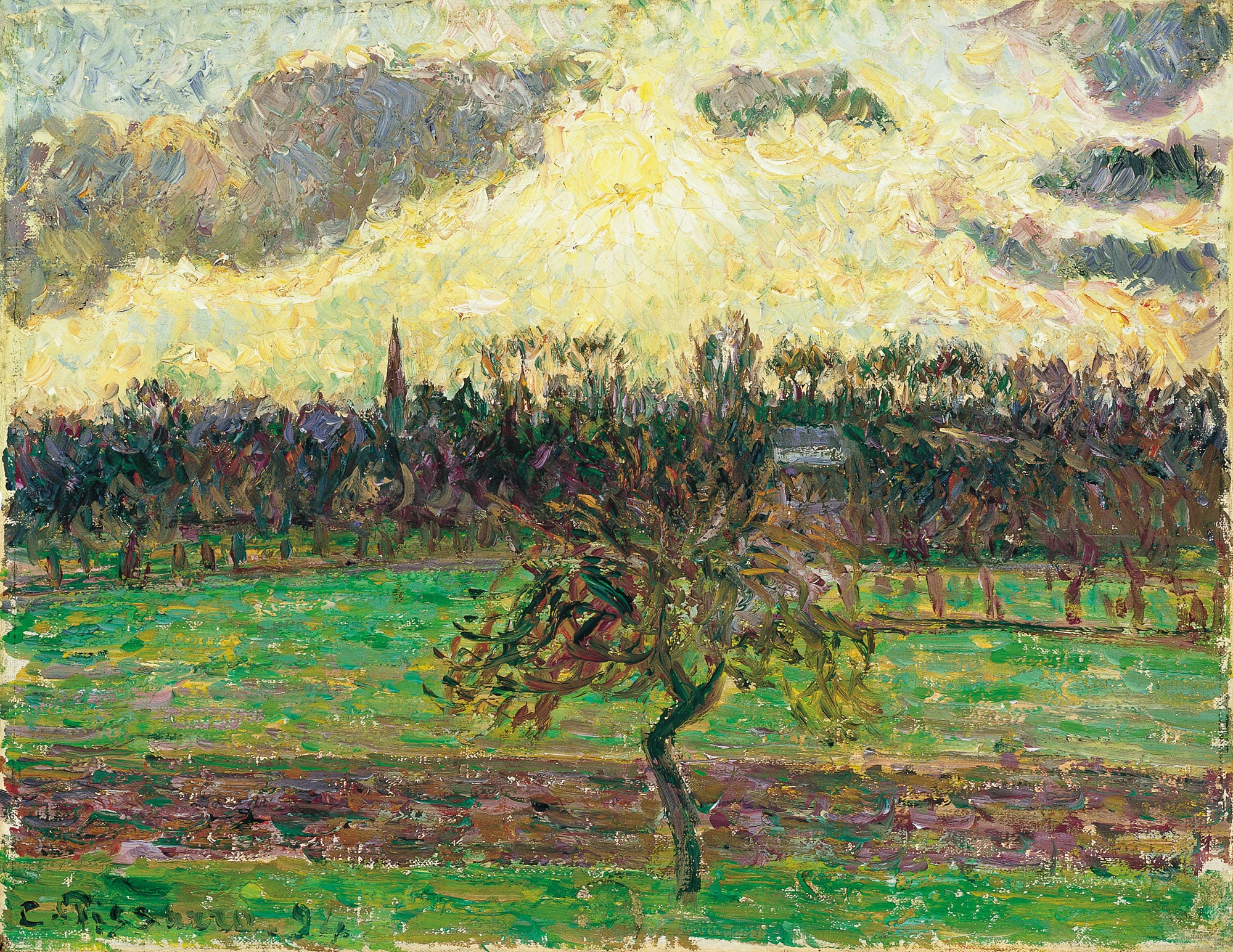 Reproduction du tableau « Les prairies à Éragny, pomme - Camille Pissarro » par Alpha Reproduction en peinture à l’huile