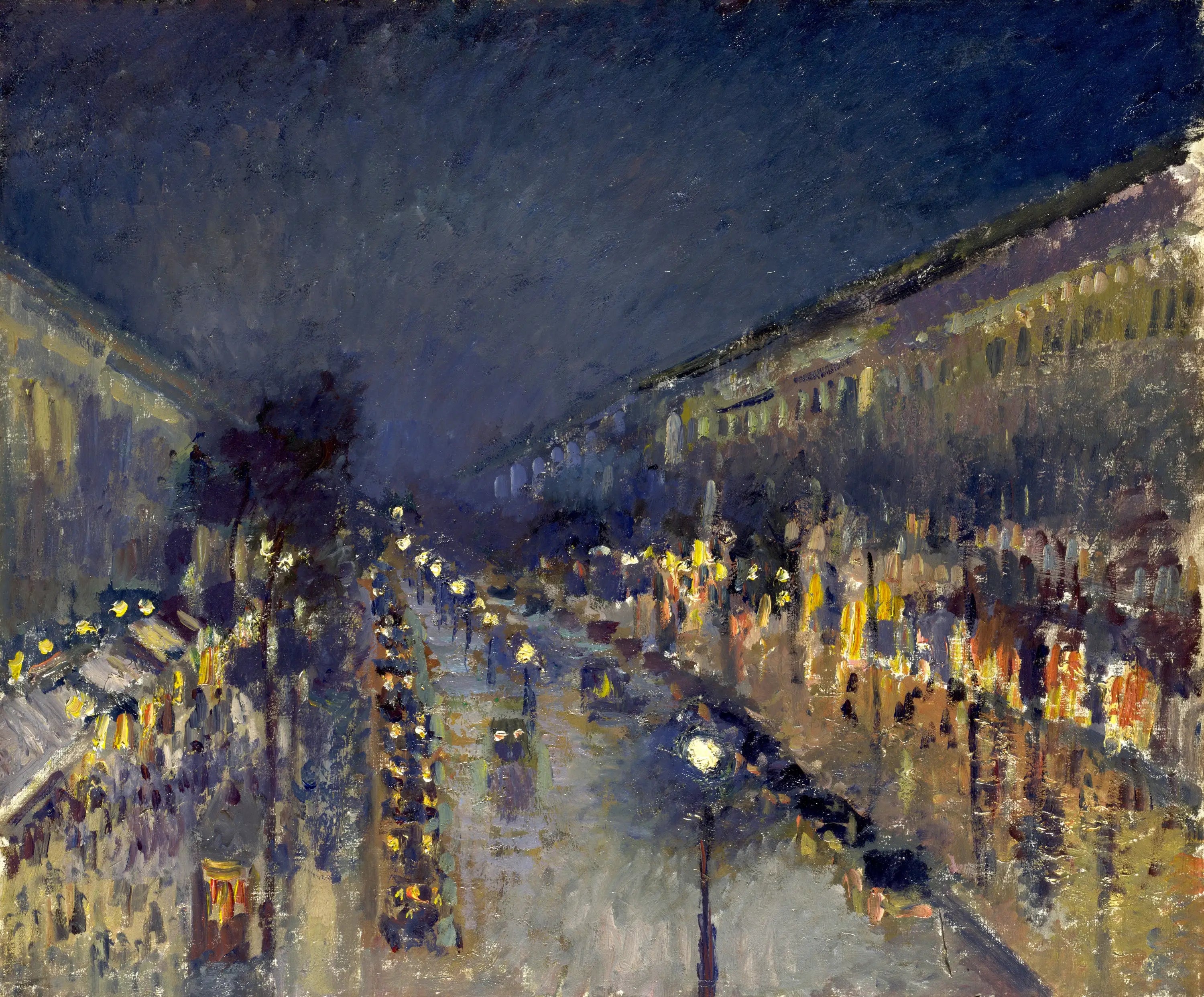 Reproduction du tableau « Boulevard Montmartre de nuit - Camille Pissarro » par Alpha Reproduction en peinture à l’huile