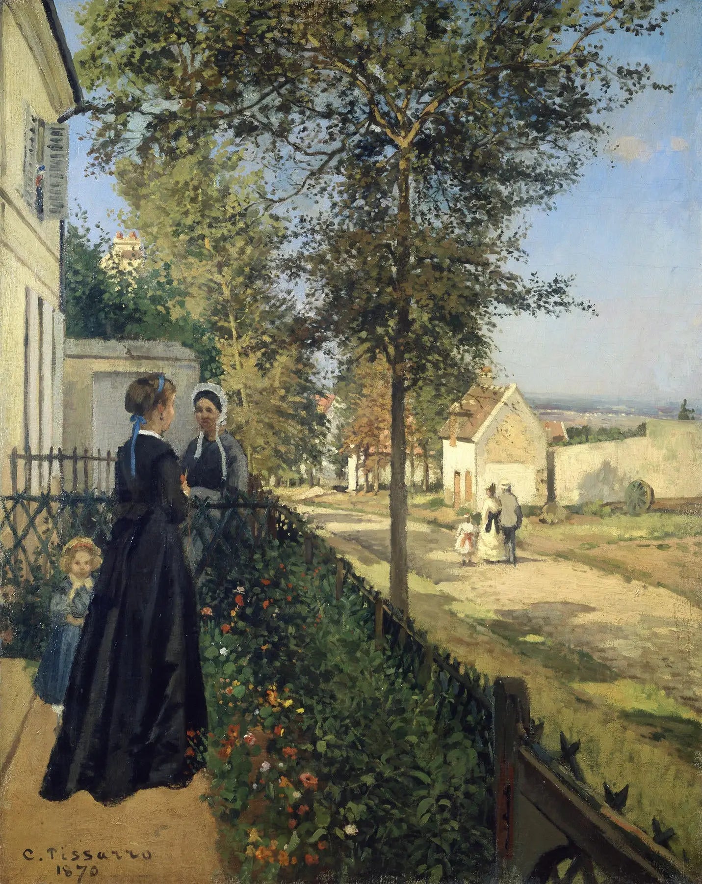 Reproduction du tableau « La Conversation, Louveciennes - Camille Pissarro » par Alpha Reproduction en peinture à l’huile