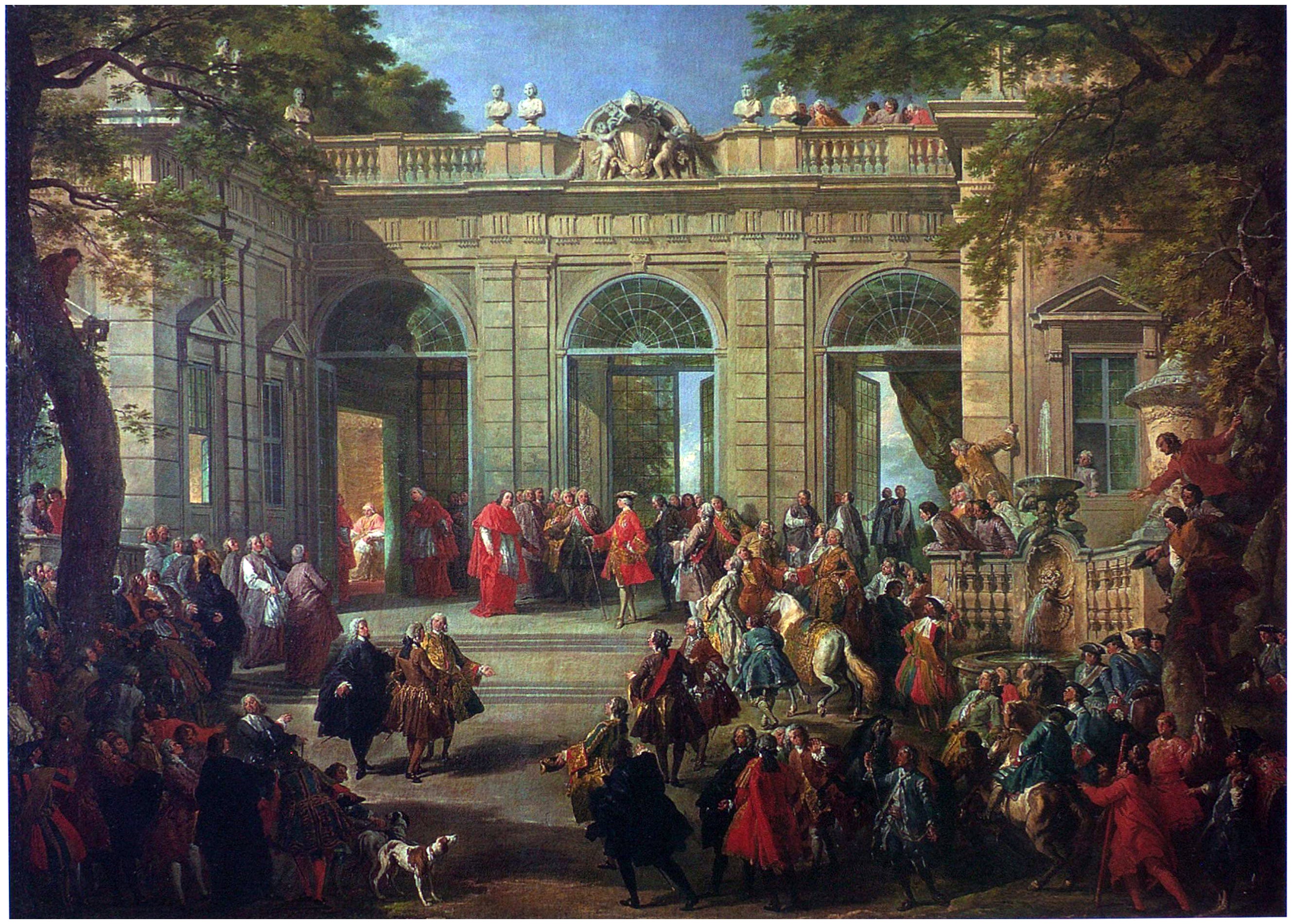 Charles de Bourbon visitant le Pape Benoît XIV au Café du Quirinal - Giovanni Paolo Panini
