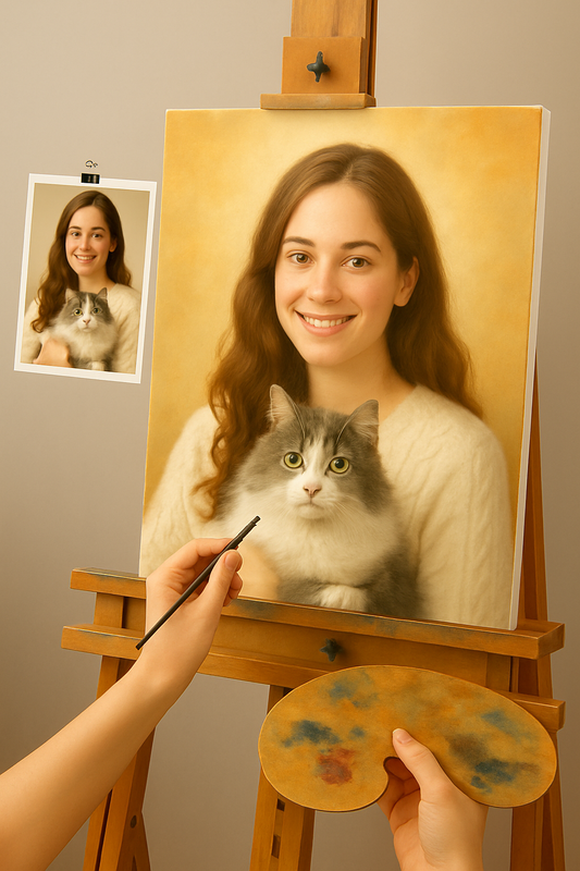 🎨 動物と人物のカスタマイズ可能なポートレート絵画 – ユニークな油絵