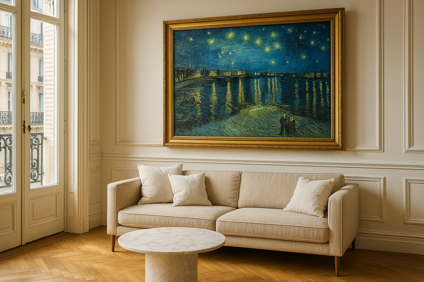 🖼️ ローヌ川の星月夜 – ヴィンセント・ヴァン・ゴッホ (1888)