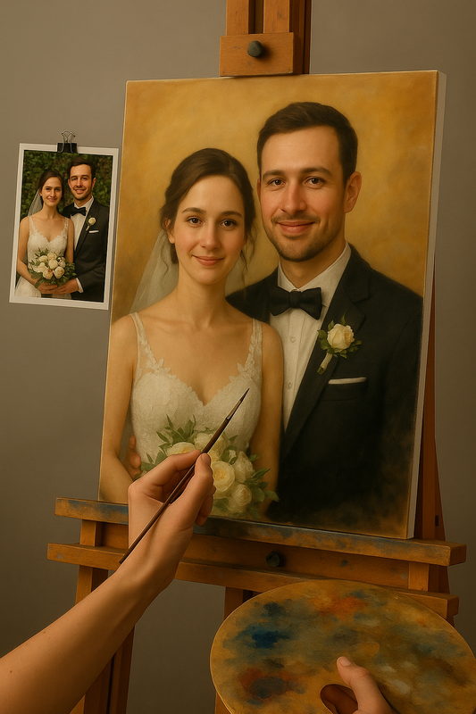 💍 カスタマイズ可能な結婚式の絵画 – 感情とエレガンスの油絵