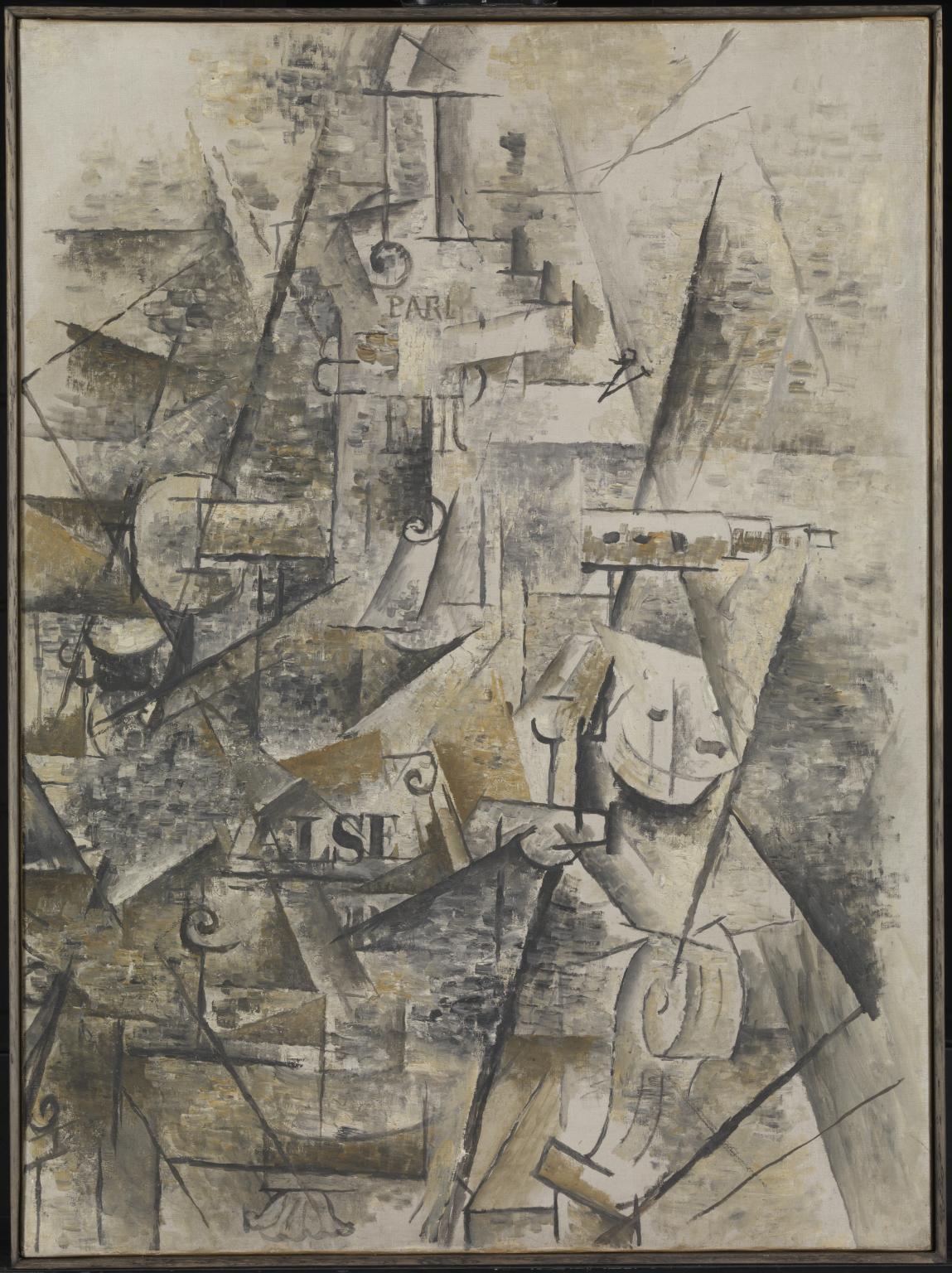 暖炉の上のクラリネットとラム酒の瓶 – Juan Gris（1911–1912）