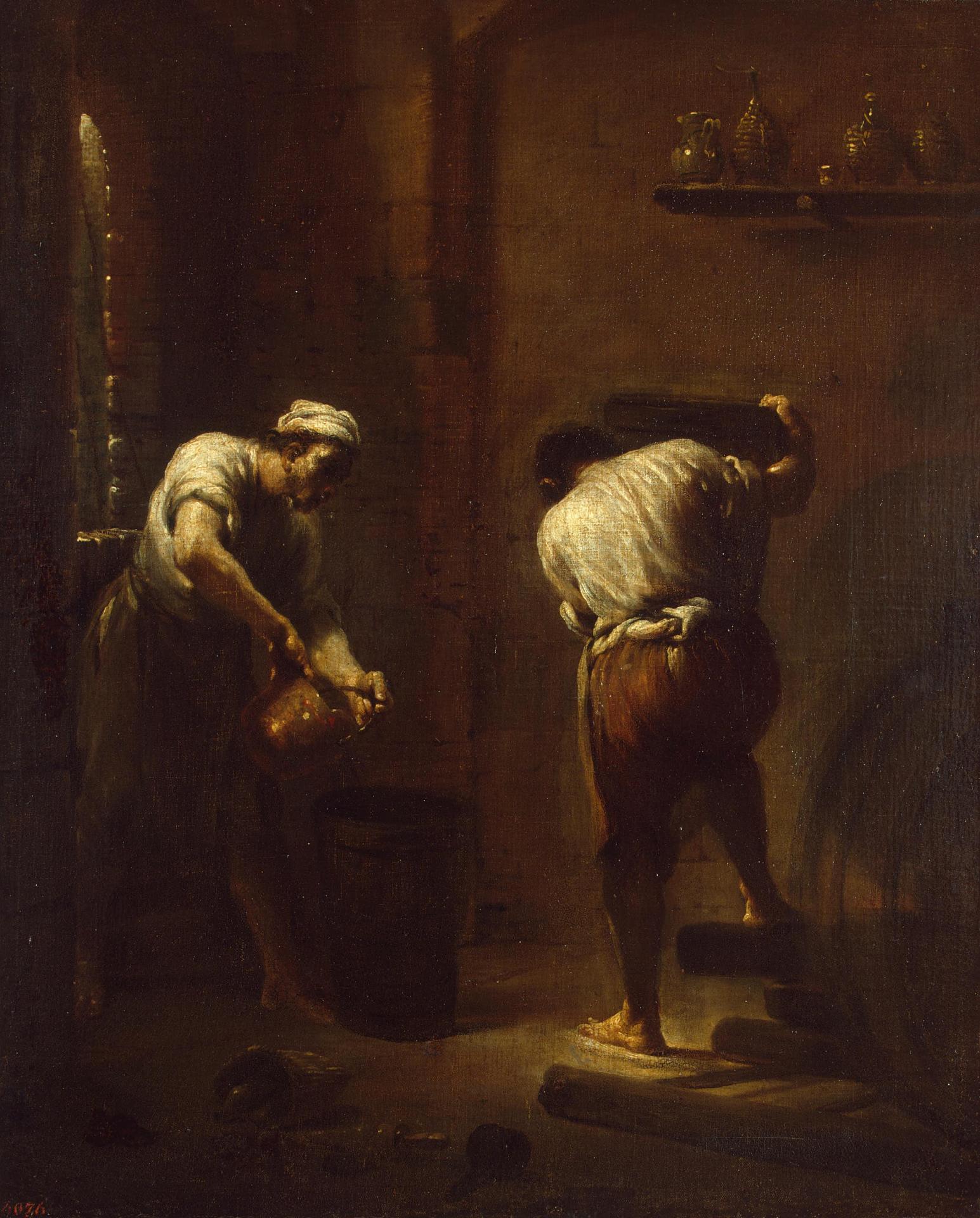 Scène dans la cave - Giuseppe Maria Crespi image 1 reproduction de peinture à l’huile