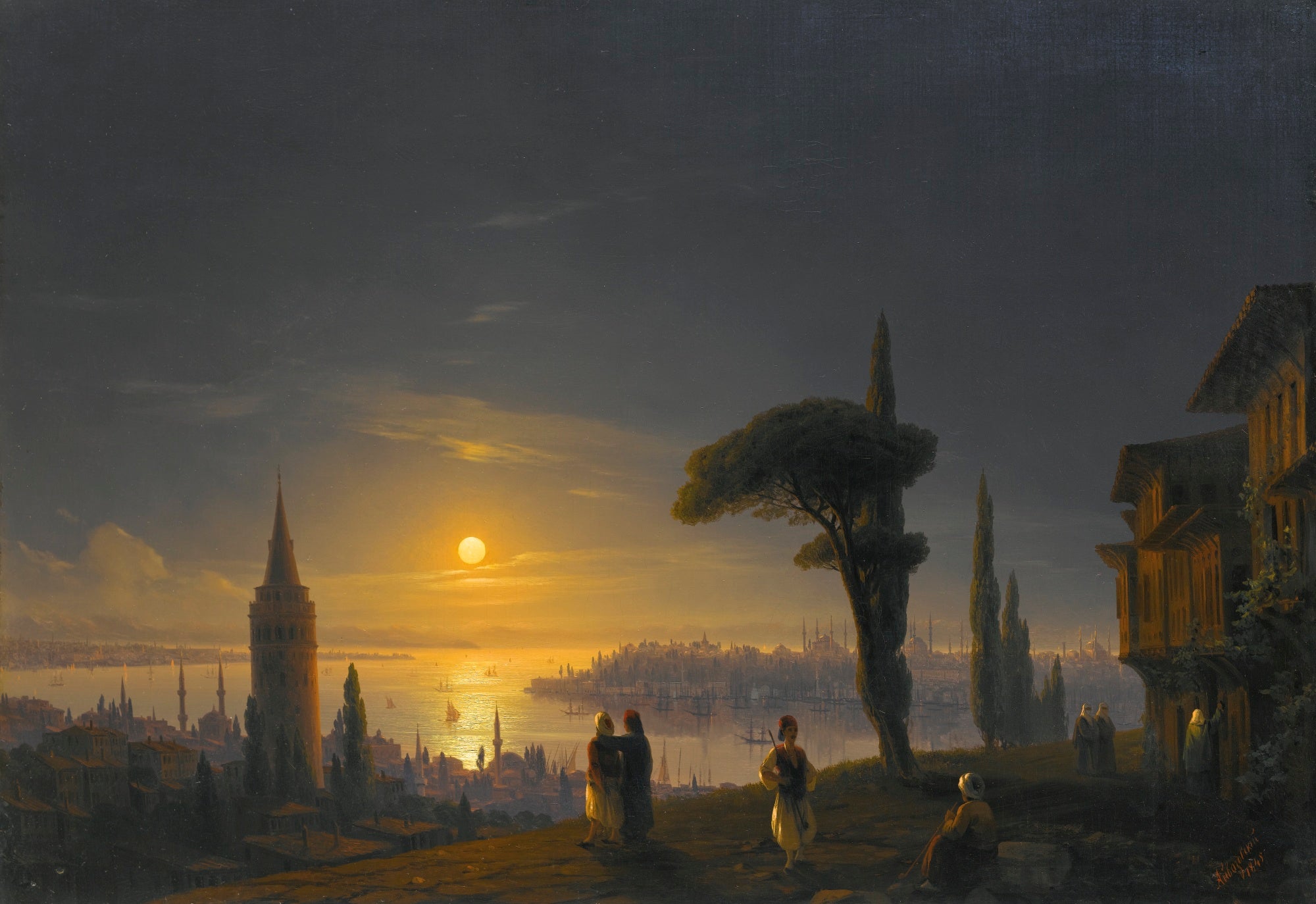 La tour de Galata au clair de lune - Ivan Aïvazovski