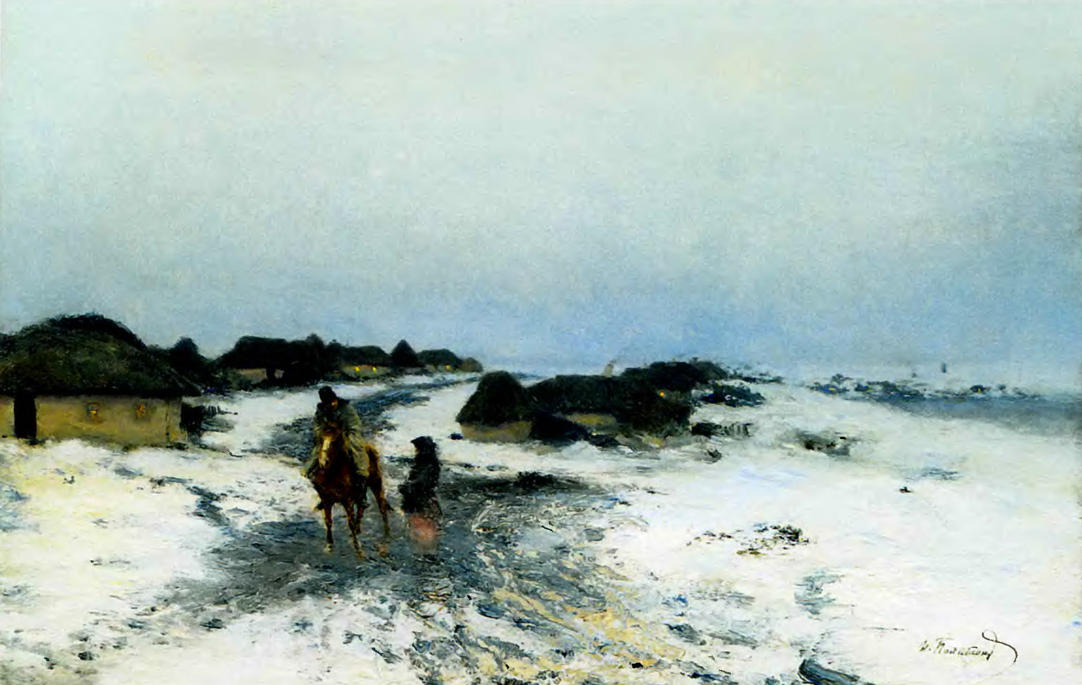 Crépuscule d'hiver en Ukraine. - Ivan Pokhitonov