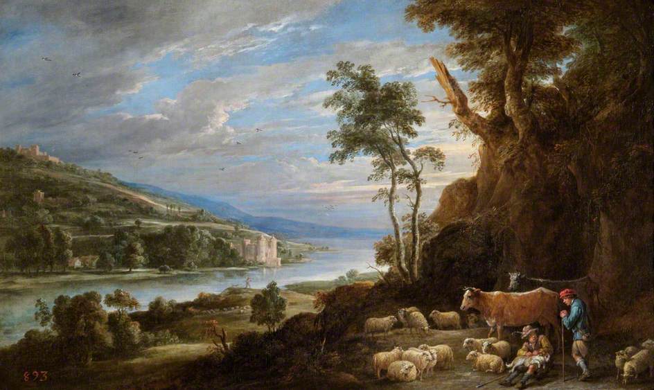 Paysage avec des bergers et une vue lointaine d'un château - David Teniers le Jeune