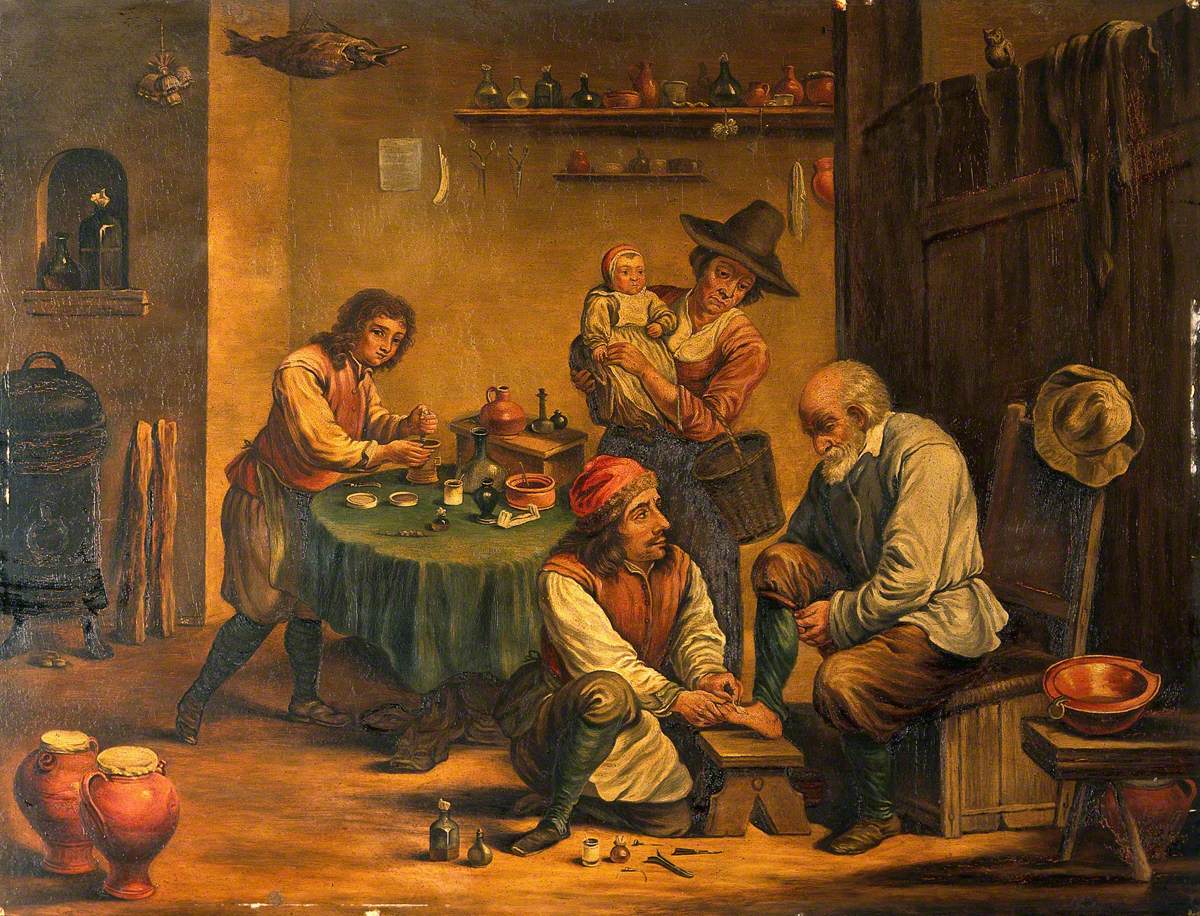 Un chirurgien opérant le pied d'un homme - David Teniers le Jeune