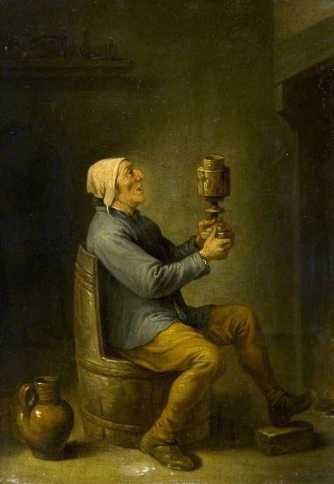 Boer assis sur une chaise tonneau - David Teniers le Jeune