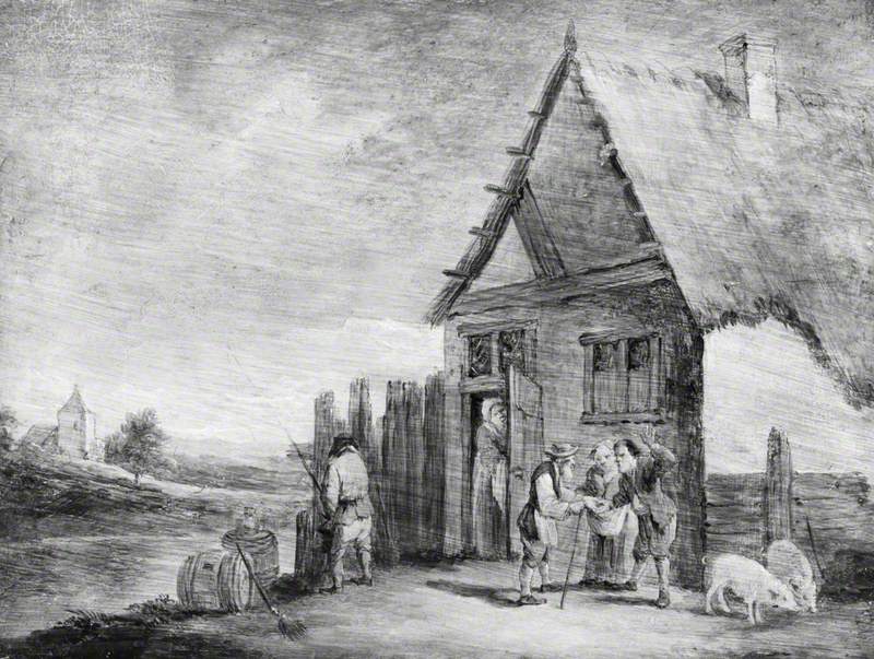 Paysage avec personnages devant une chaumière - David Teniers le Jeune