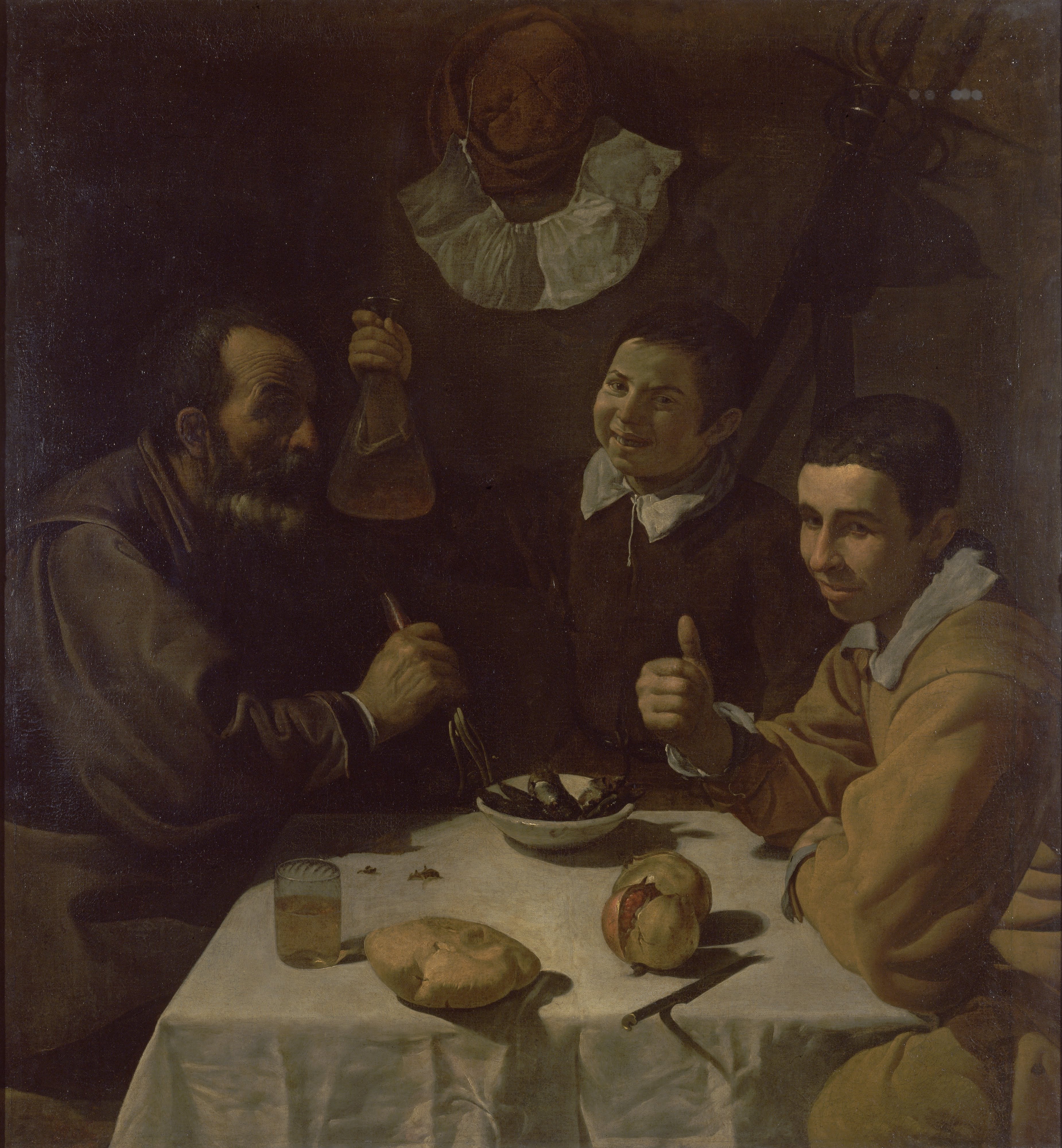 Trois hommes à table, le déjeuner - Diego Velázquez